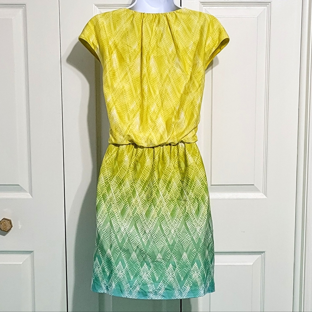 GUESS Dress Yellow Embellished Turquoise Ombre - Picture 7 of 8